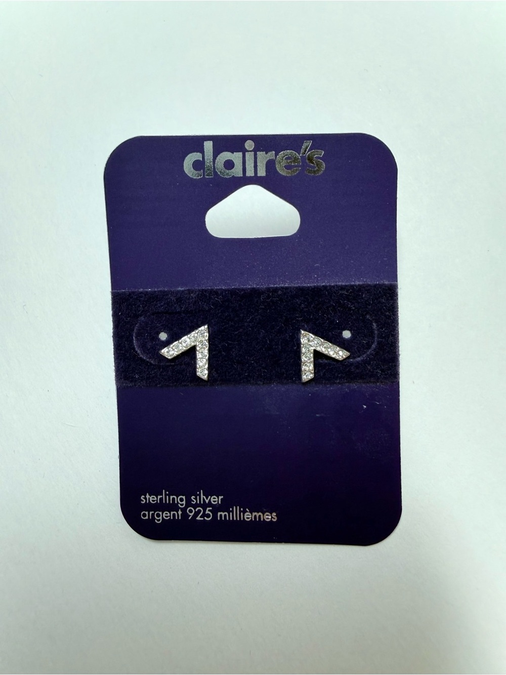 Claire's Sterling Silver Stud Earrings - Bling it V’s